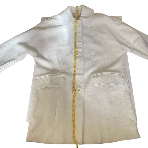 Free People White Textured Vegan Leather Button Down Car Coat S - Picture 12 of 13